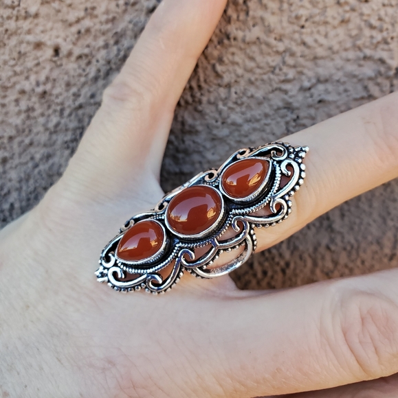 New Amazing Carnelian 925 Silver Statement Ring. - Picture 3 of 16